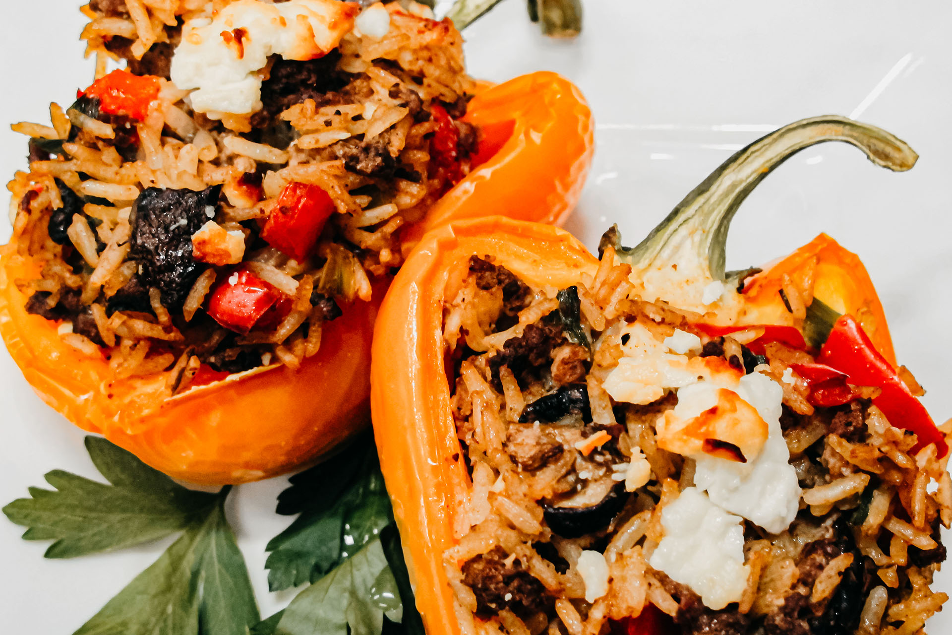 Bone Suckin' Stuffed Peppers with Beef and Rice