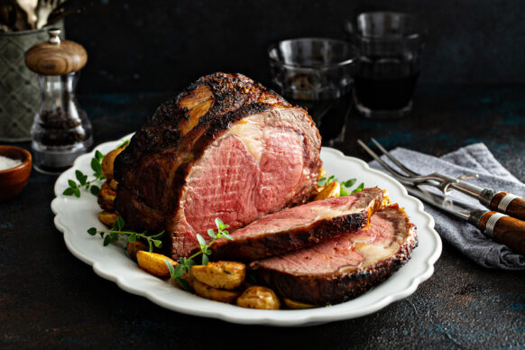 Prime Rib on a decorative plate