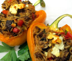 Bone Suckin' Stuffed Peppers with Beef and Rice