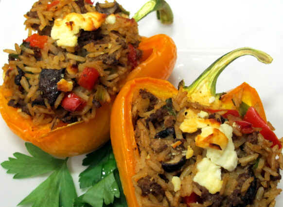 Bone Suckin' Stuffed Peppers with Beef and Rice