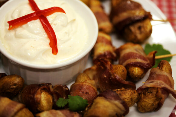 Bone Suckin' Bacon Wrapped Fingerling Potatoes