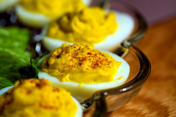 Bone Suckin' Mustard Deviled Eggs