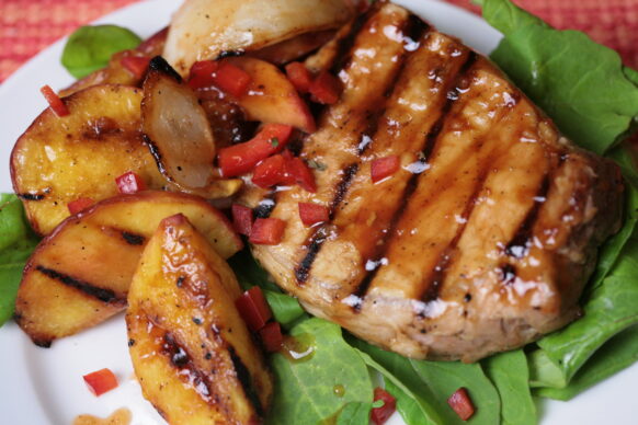 Bone Suckin' Pork Chops and Peaches