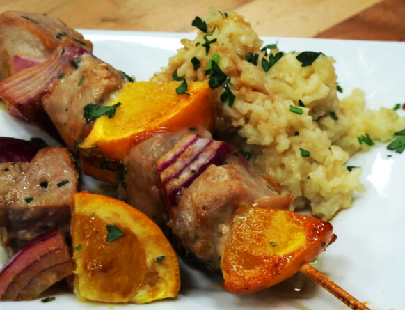Bone Suckin' Skewered Tuna with Oranges and Onions
