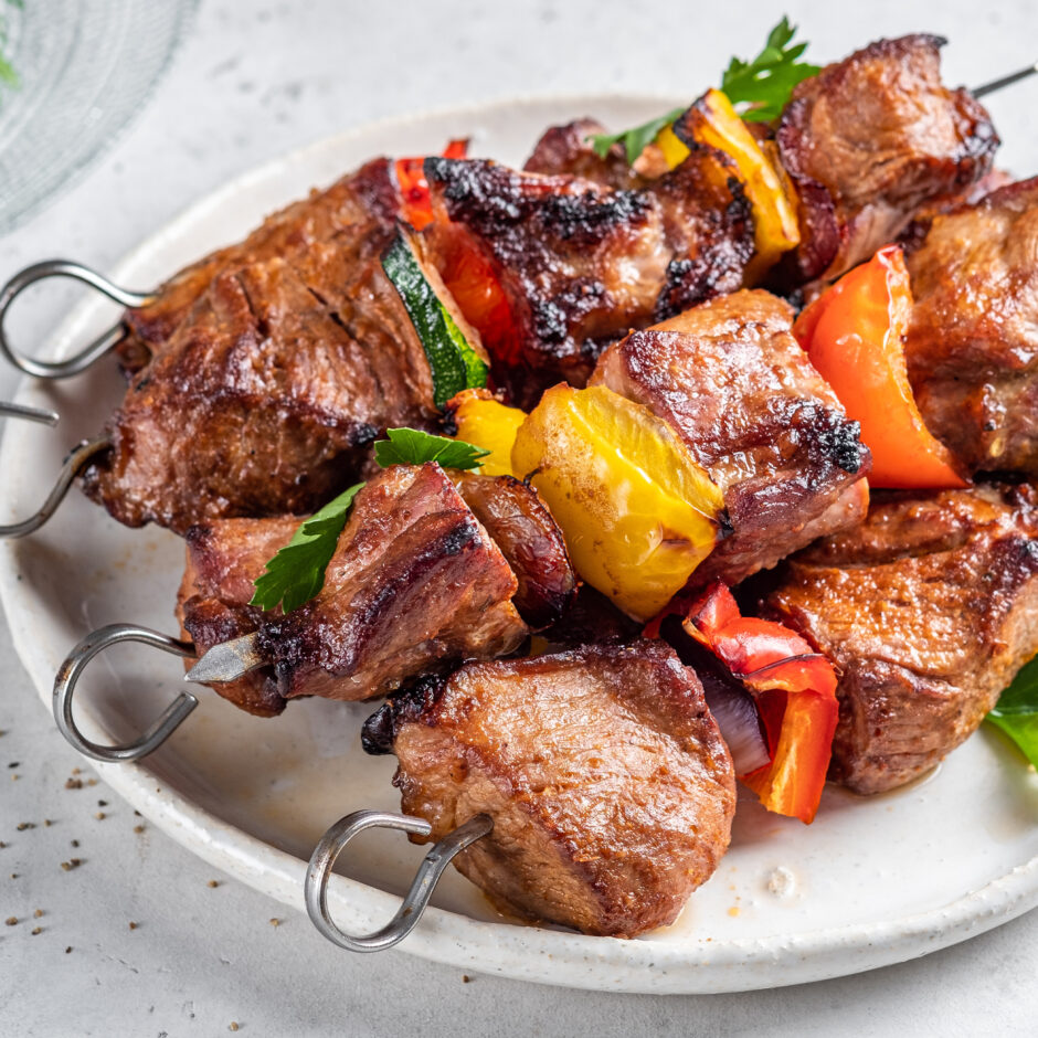 Steak Kabobs on a plate