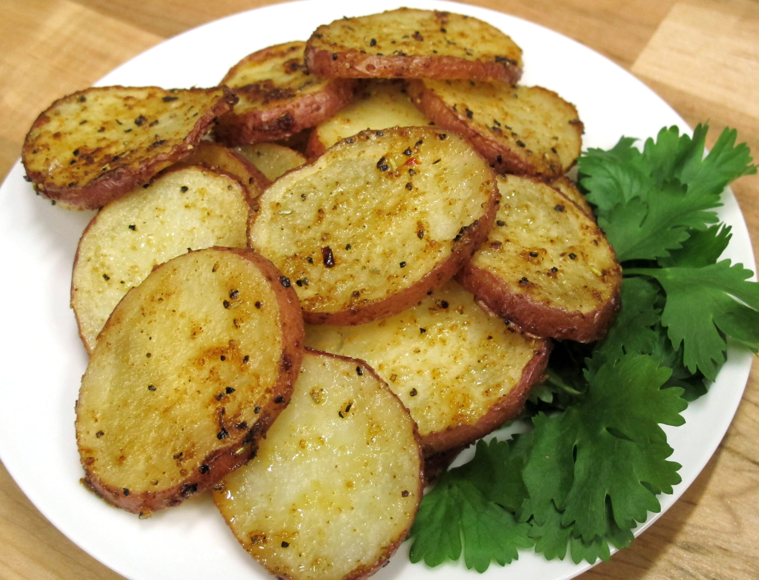 Sliced potatoes on a plate