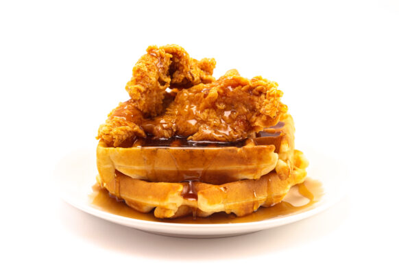 Bone Suckin' Hot Honey on chicken and waffles
